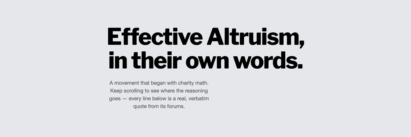 The guided tour opening — a scroll through Effective Altruism in its own words